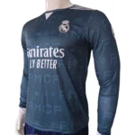 Real Madrid 2024-25 Third Kit Long Sleeve Jersey – Teal Blue/Navy RMCF Pattern - Image 2