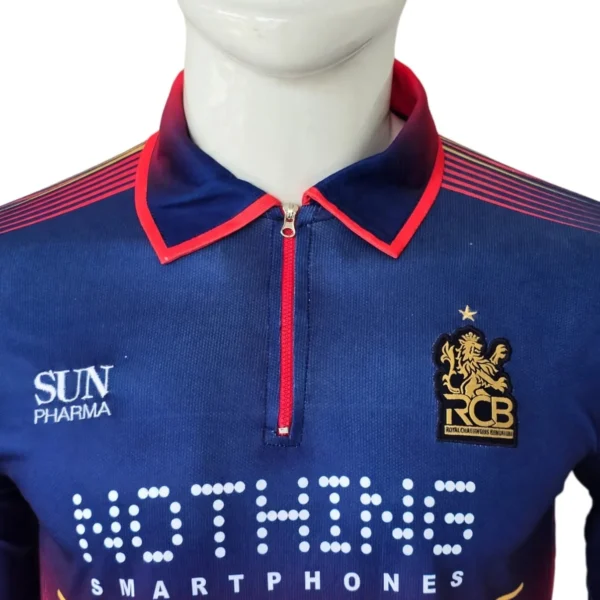 RCB Collar Zip blue #18 Full Sleeve Jersey side view